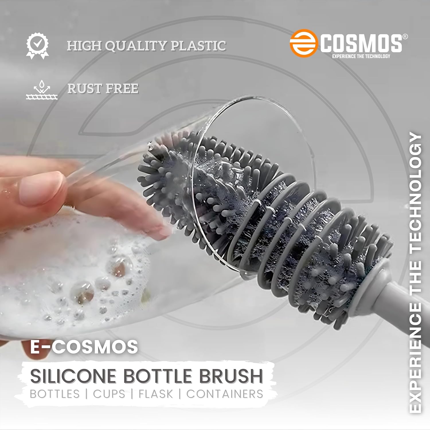 E-COSMOS Bottle Cleaning Brush Silicone Long Handle, Water Bottle - Image 7