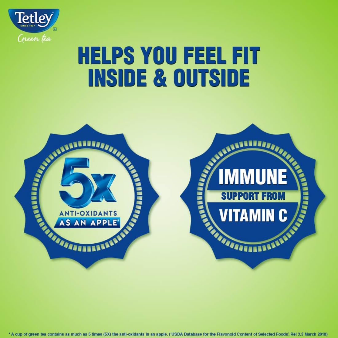 Tetley Green Tea Immune with Added Vitamin C, Lemon and Honey, 100 Tea Bags Flavour : Lemon and Honey - Image 4