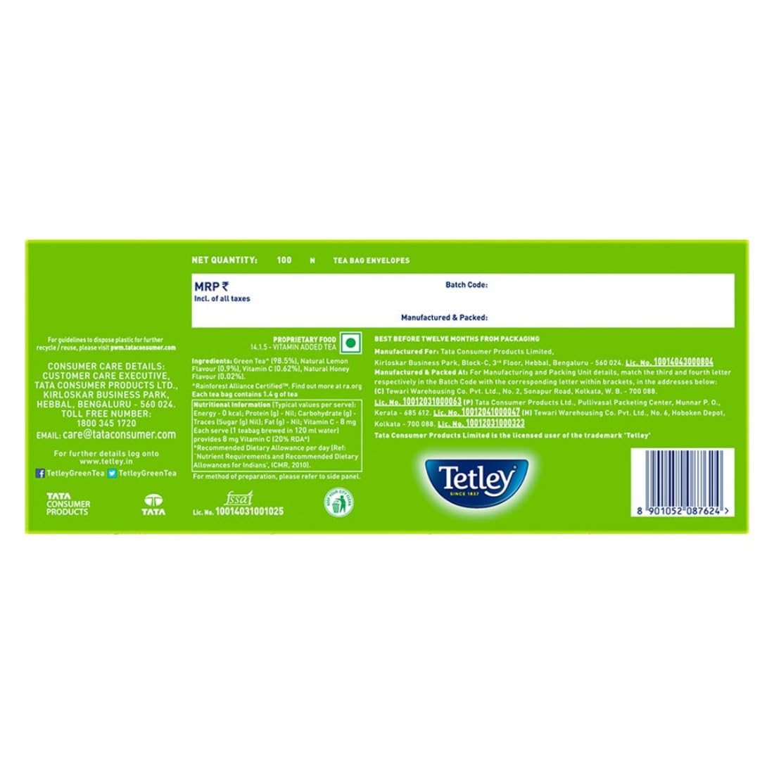 Tetley Green Tea Immune with Added Vitamin C, Lemon and Honey, 100 Tea Bags Flavour : Lemon and Honey - Image 8