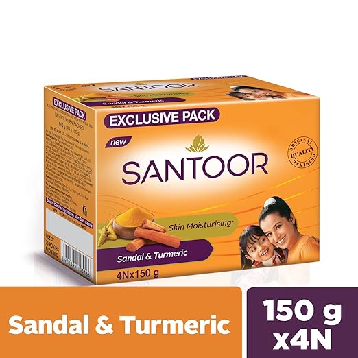 Santoor Sandal and Turmeric Soap, 150g (Pack of 4) - Image 2
