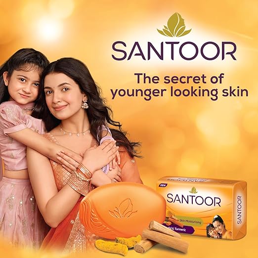 Santoor Sandal and Turmeric Soap, 150g (Pack of 4) - Image 3
