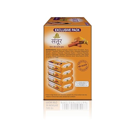 Santoor Sandal and Turmeric Soap, 150g (Pack of 4) - Image 4