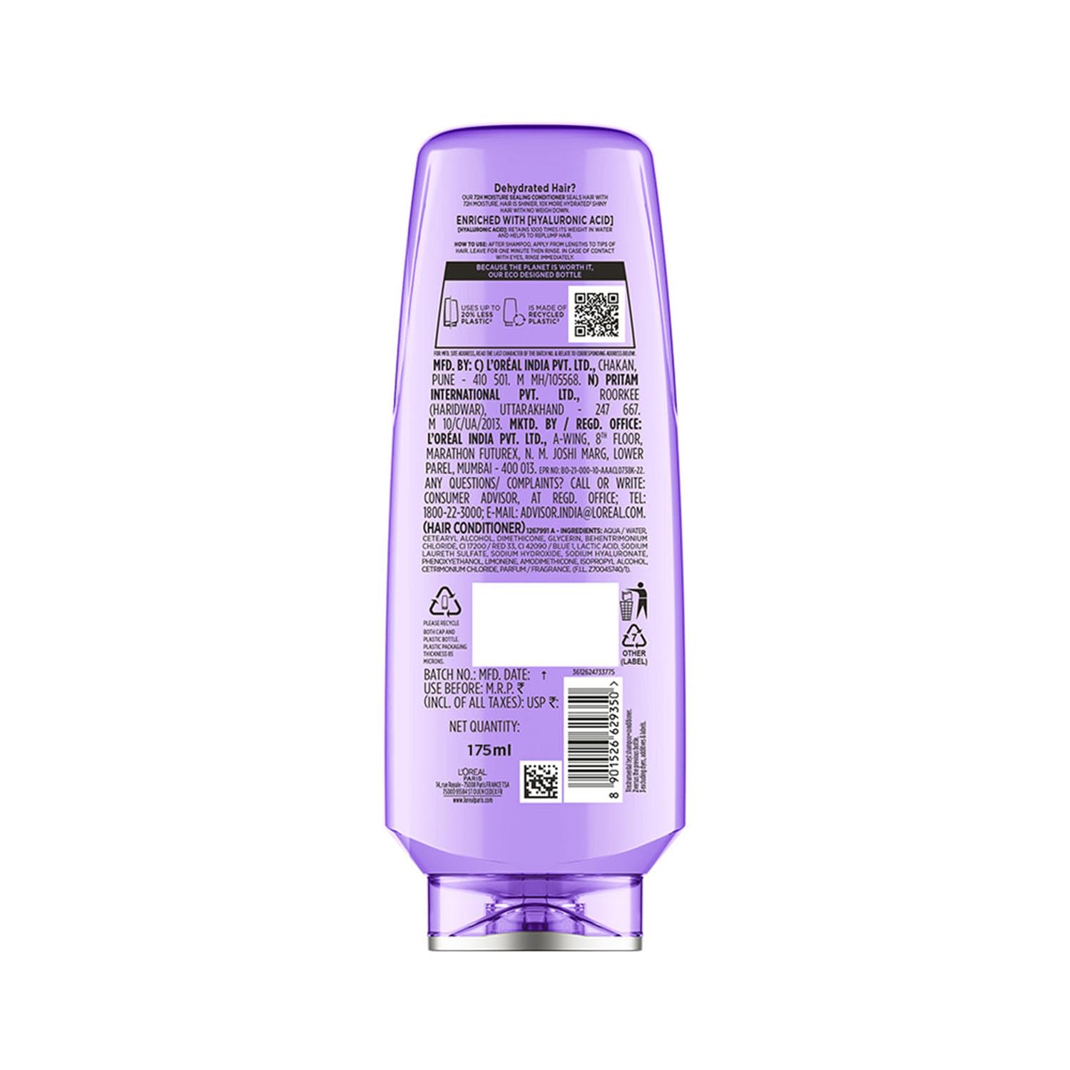 L'Oreal Paris Fresh Hyaluron Moisture 72HR Moisture Sealing Conditioner 175ml - Image 2