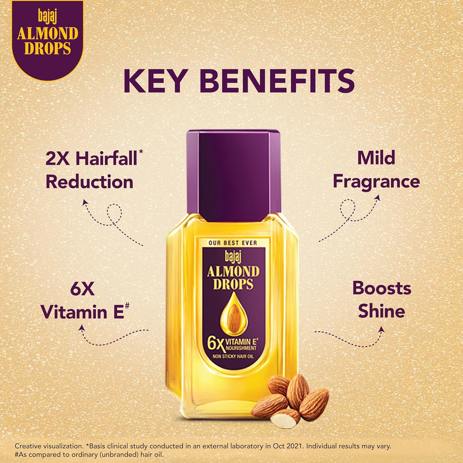 Bajaj Almond Drops Hair Oil, 625ml, Light & Non-Sticky with 6X Vitamin E for 2X Hair fall Reduction - Image 7