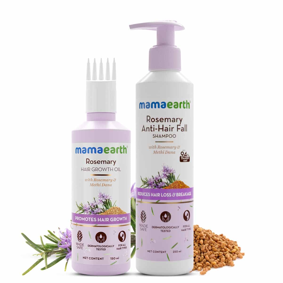 Mamaearth Rosemary Hair Growth Combo for Stronger Hair | Hair Fall & Breakage Control Shampoo + Strong Roots Oil for Weak Follicles | 150ml + 250ml / 2 Piece Set - Image 8