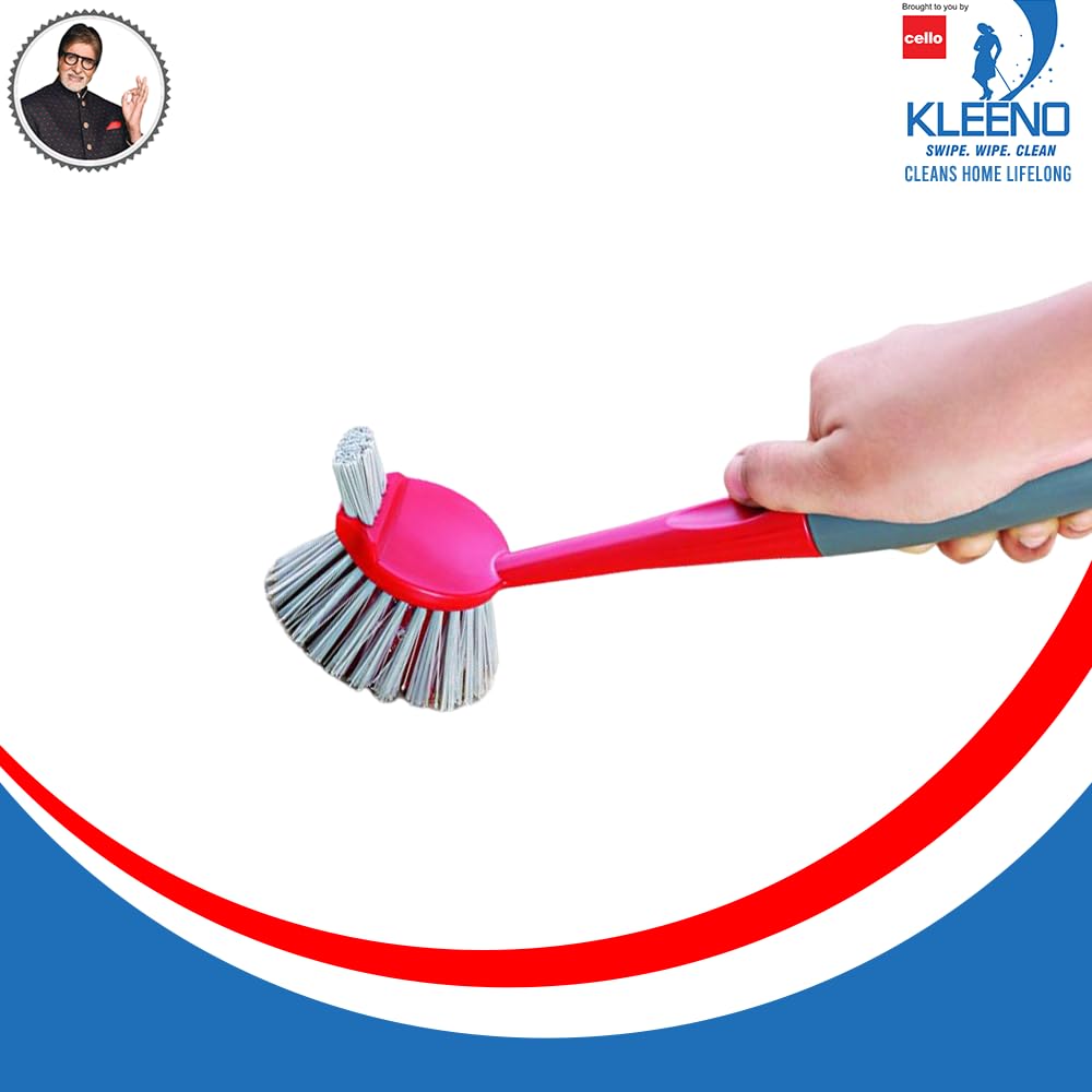Cello Kleeno Dual Action Sink & Dish Brush Red & Grey - Image 1