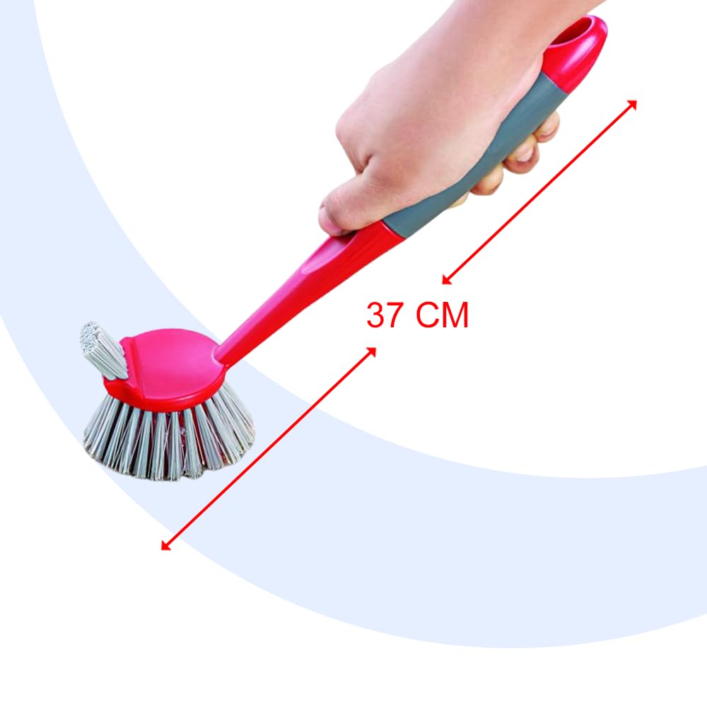 Cello Kleeno Dual Action Sink & Dish Brush Red & Grey - Image 2
