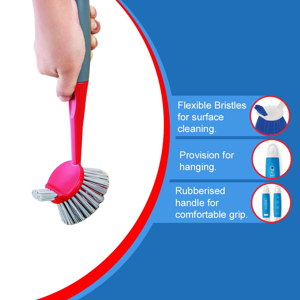 Cello Kleeno Dual Action Sink & Dish Brush Red & Grey - Image 4