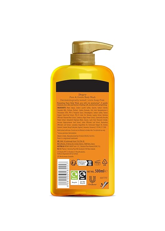 Pears Pure & Gentle Shower Gel, Body Wash 500ml - Image 2