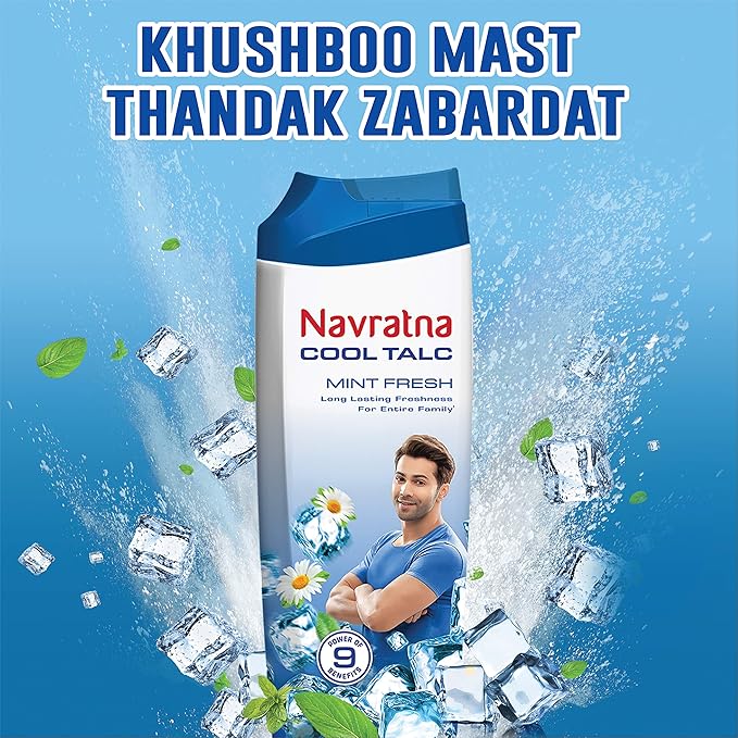 Navratna Cool Mint Fresh Talc 400g - Image 3