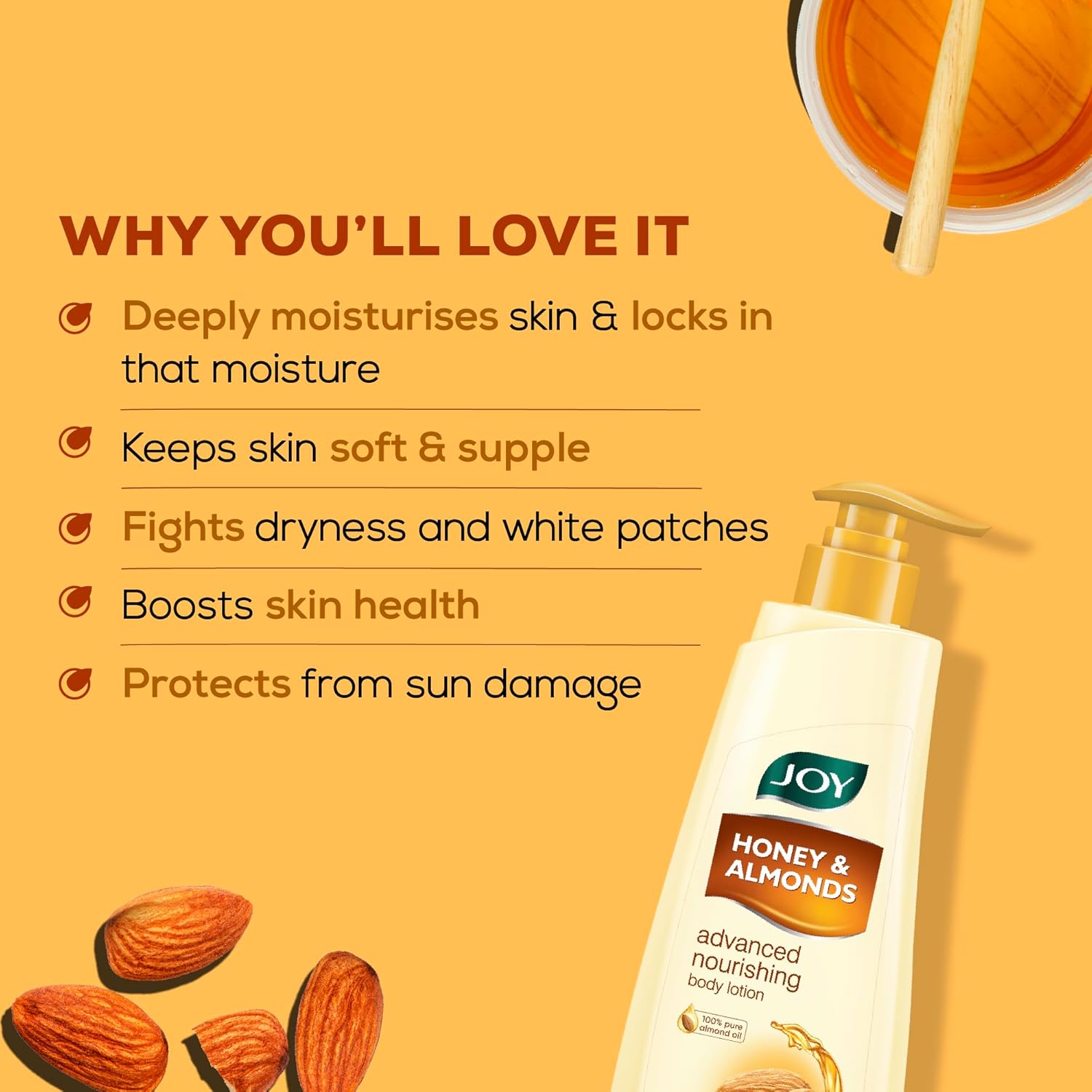 Joy Honey & Almonds Advanced Nourishing Lightweight Winter Body Lotion 500ml  - Image 6