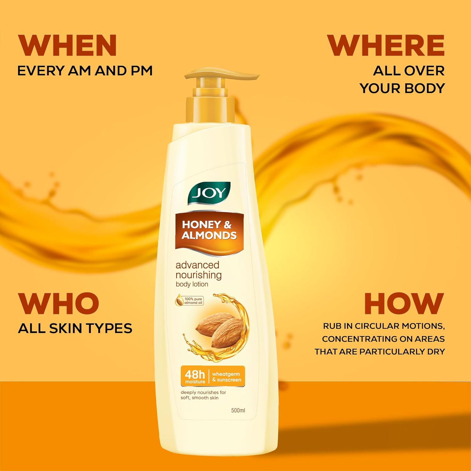 Joy Honey & Almonds Advanced Nourishing Lightweight Winter Body Lotion 500ml  - Image 8