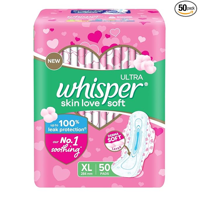 Whisper Ultra Softs Air Fresh Sanitary Pads for Women, XL 50 Napkins - Image 1