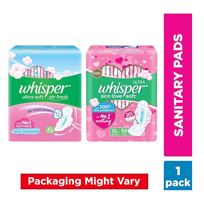 Whisper Ultra Softs Air Fresh Sanitary Pads for Women, XL 50 Napkins - Image 3