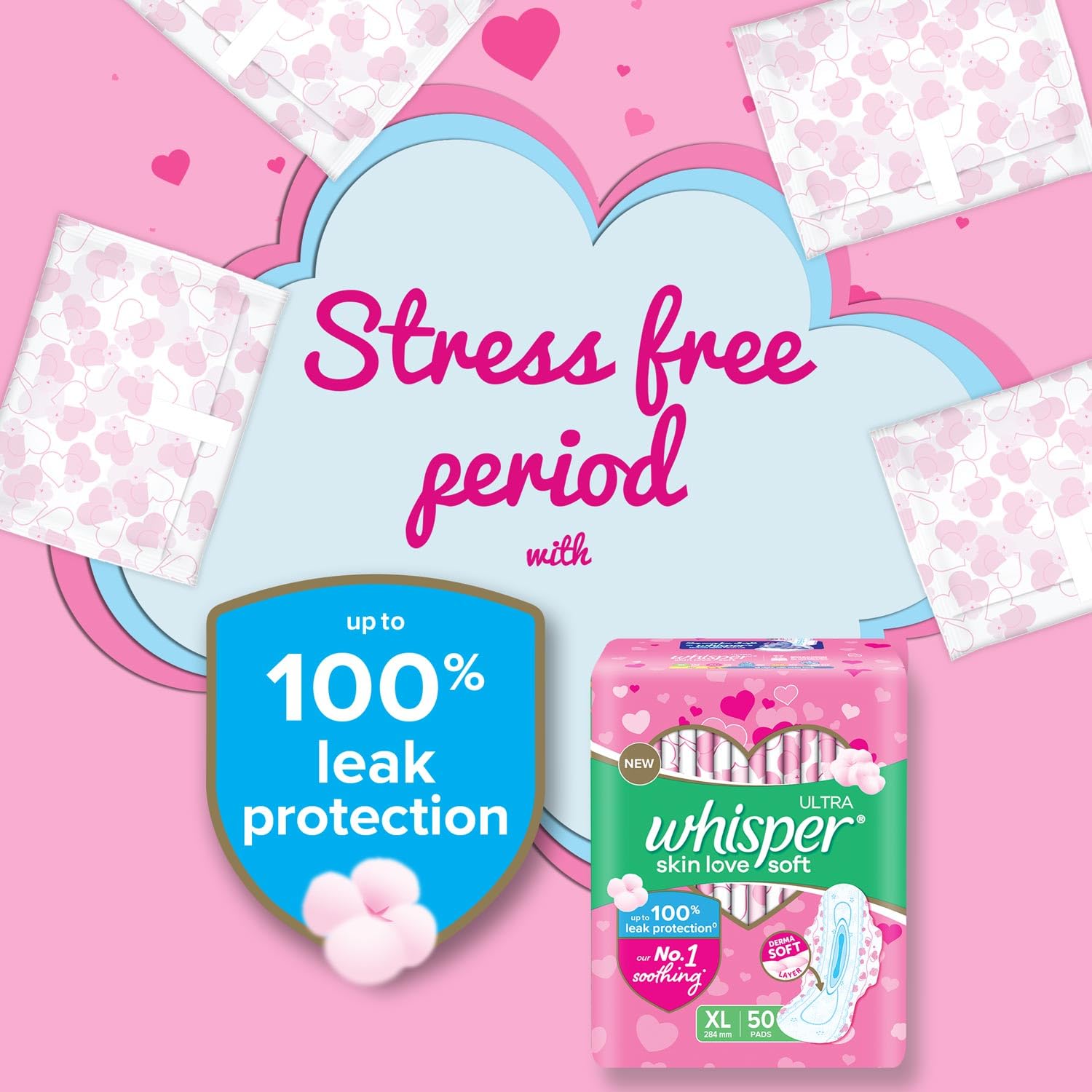 Whisper Ultra Softs Air Fresh Sanitary Pads for Women, XL 50 Napkins - Image 8