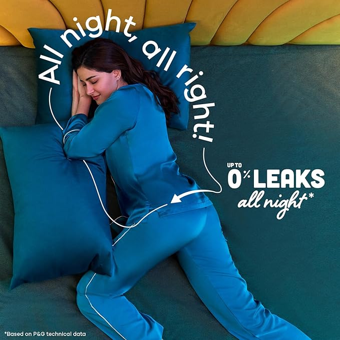 Whisper Bindazzz Nights 16 XXL+ Sanitary Pads, Upto 0% Leaks All Night Long - Image 3