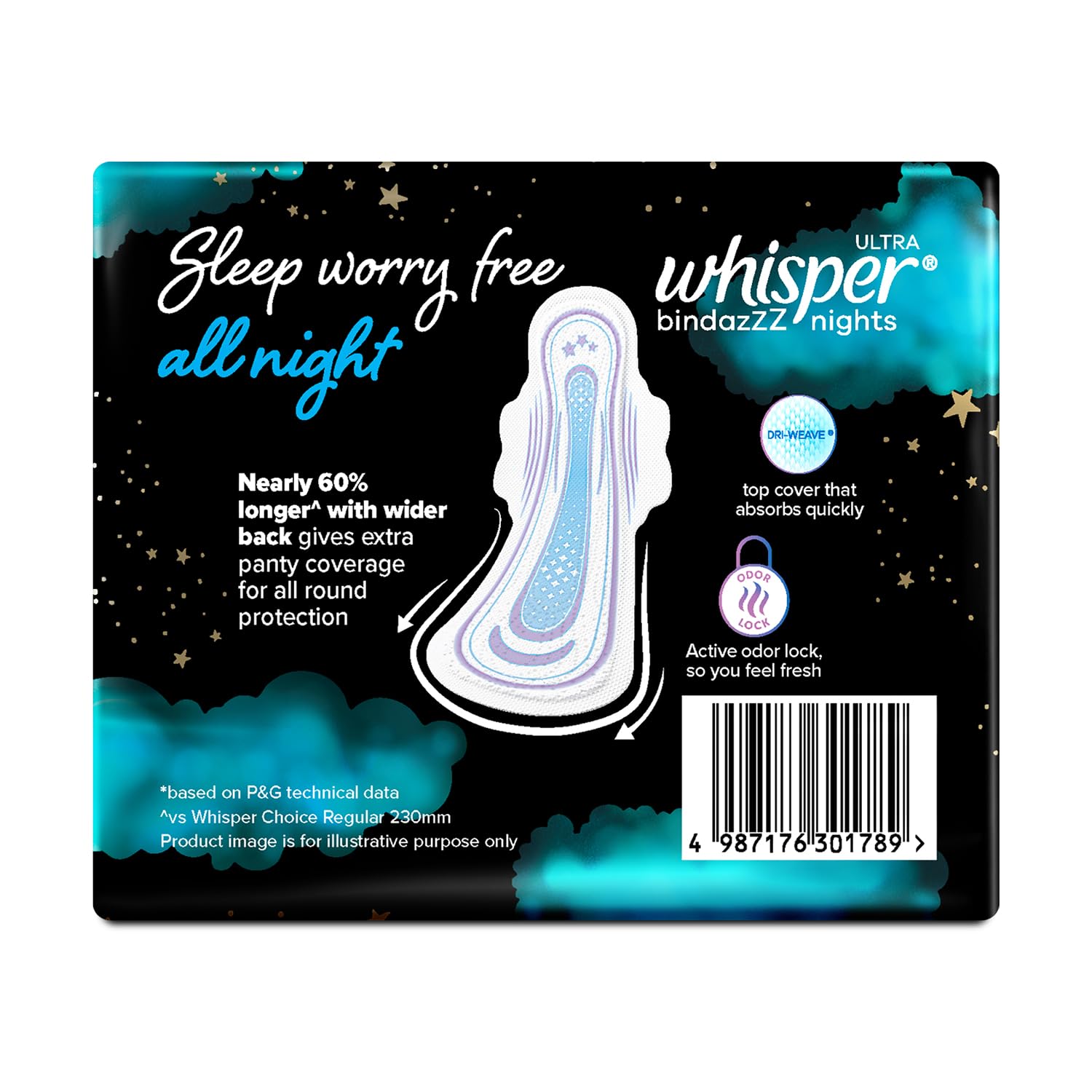 Whisper Bindazzz Nights 16 XXL+ Sanitary Pads, Upto 0% Leaks All Night Long - Image 9