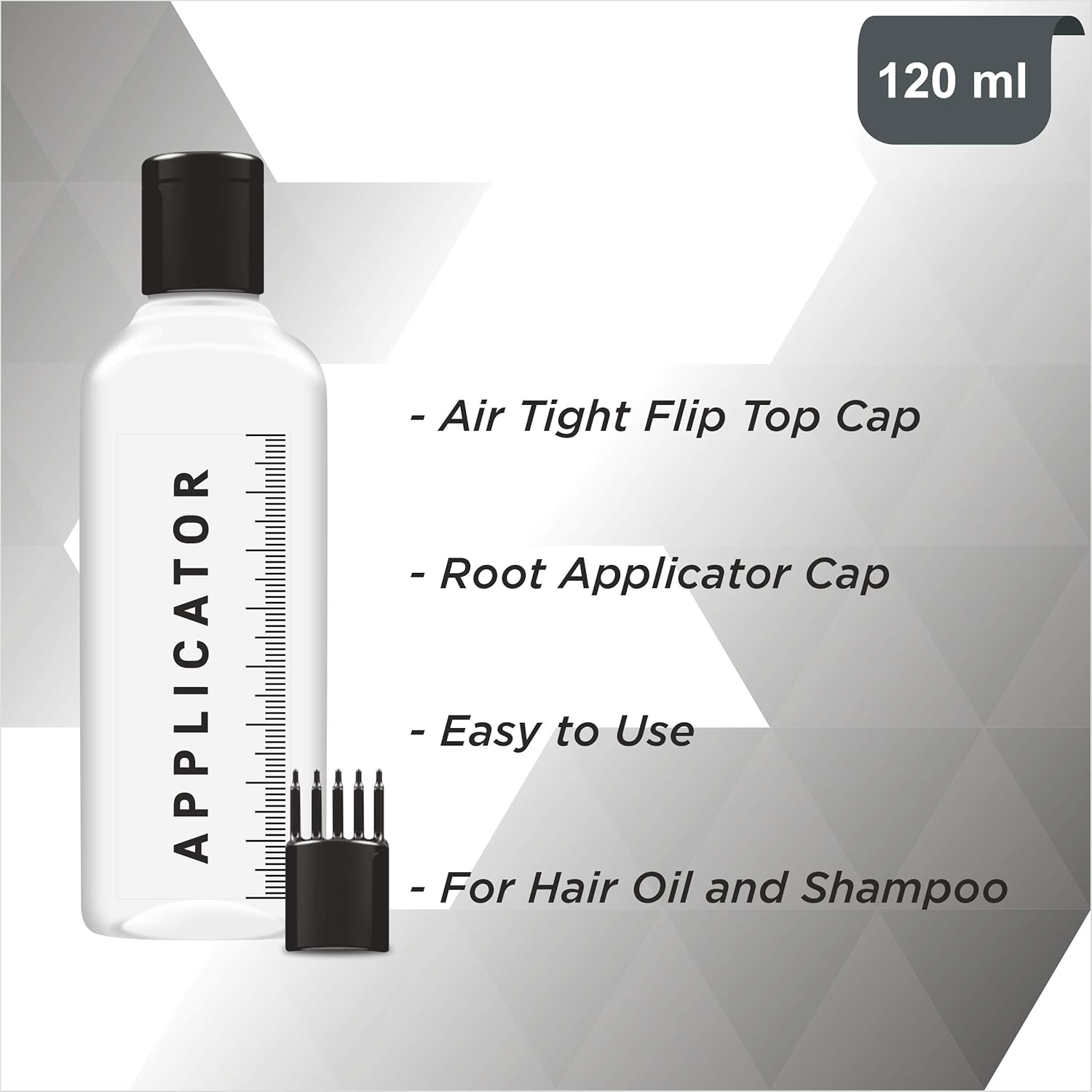 Chariot New York Hair Root Applicator Bottle with Comb Cap for Applying Hair Oil, Shampoo and Medicine (Pack of 2) - Image 4