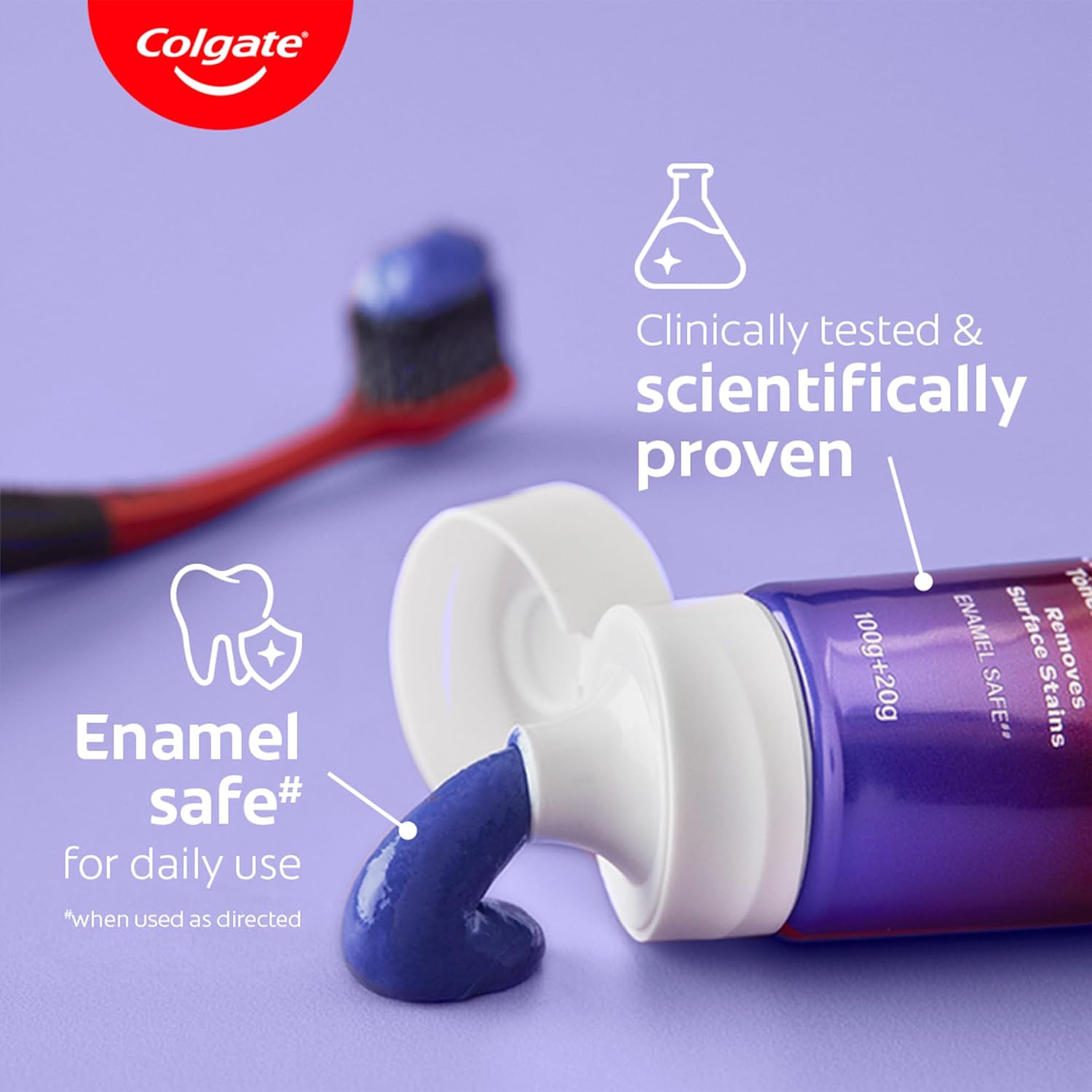 Colgate Visible White Purple Toothpaste for Teeth Whitening, Combo Pack, 200g + 40g - Image 8