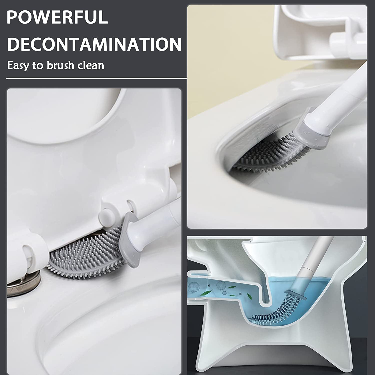 Toilet Brush and Holder Set for Bathroom, Flexible Toilet Cleaning Bowl Brush Head  - Image 4