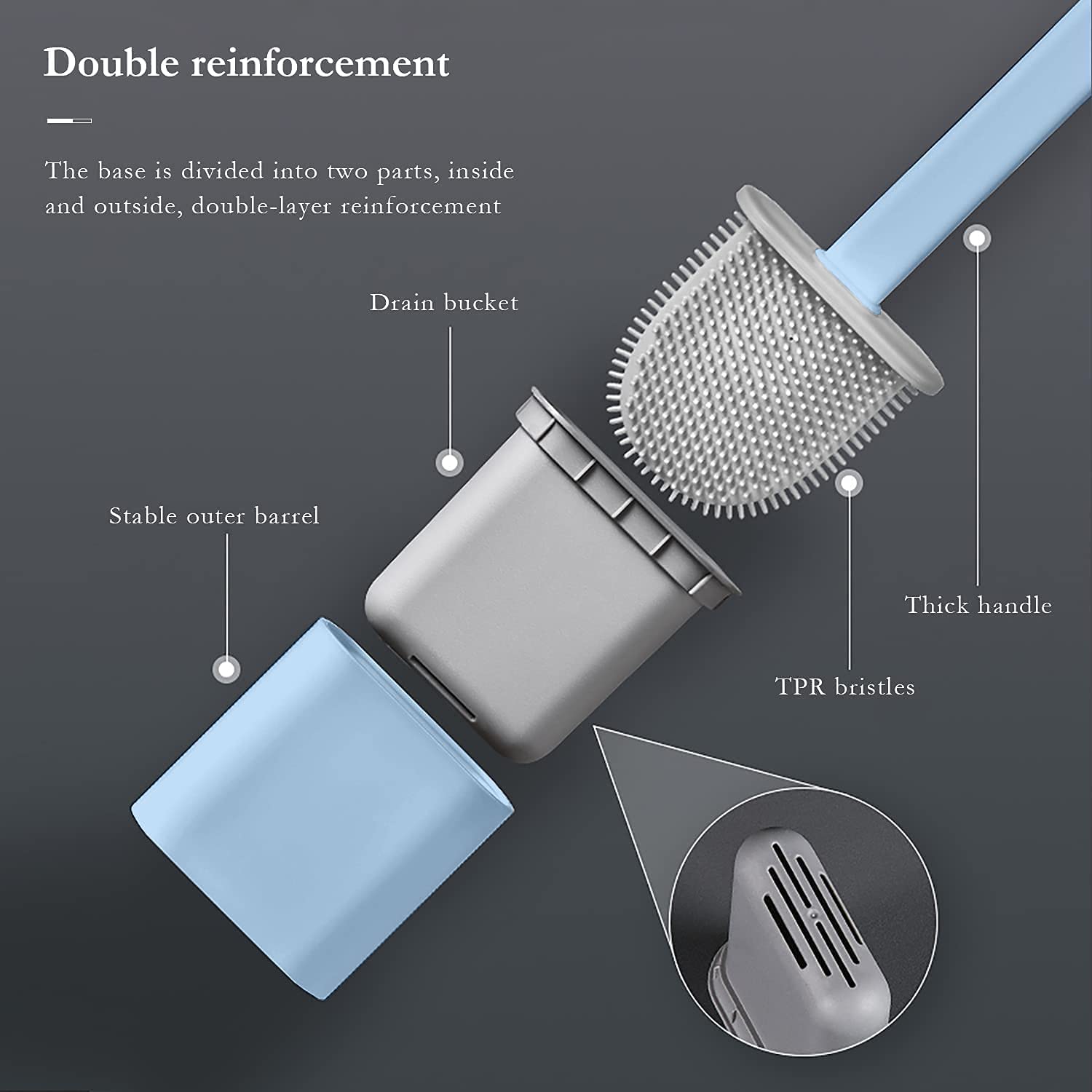 Toilet Brush and Holder Set for Bathroom, Flexible Toilet Cleaning Bowl Brush Head  - Image 5