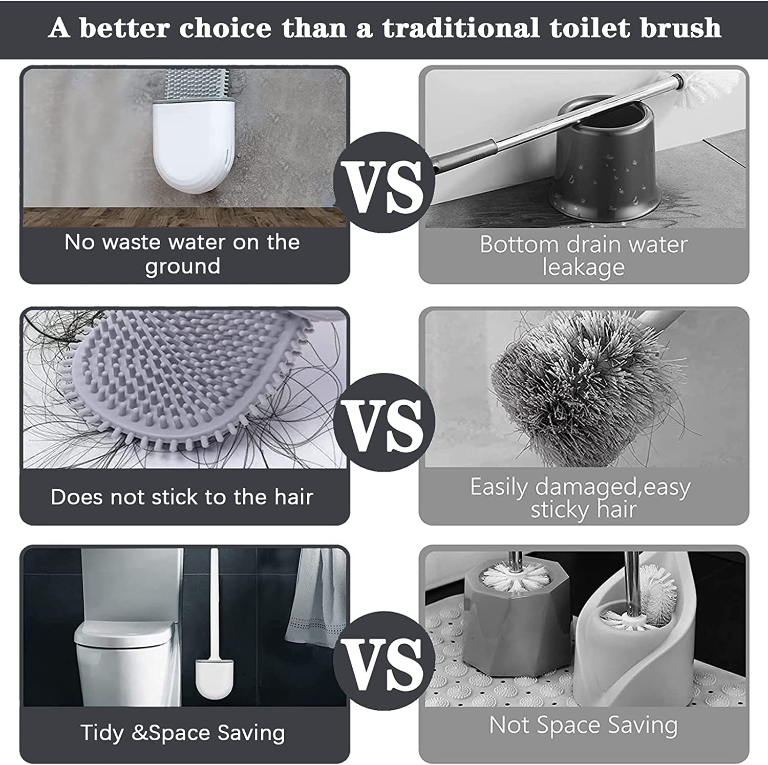 Toilet Brush and Holder Set for Bathroom, Flexible Toilet Cleaning Bowl Brush Head  - Image 6