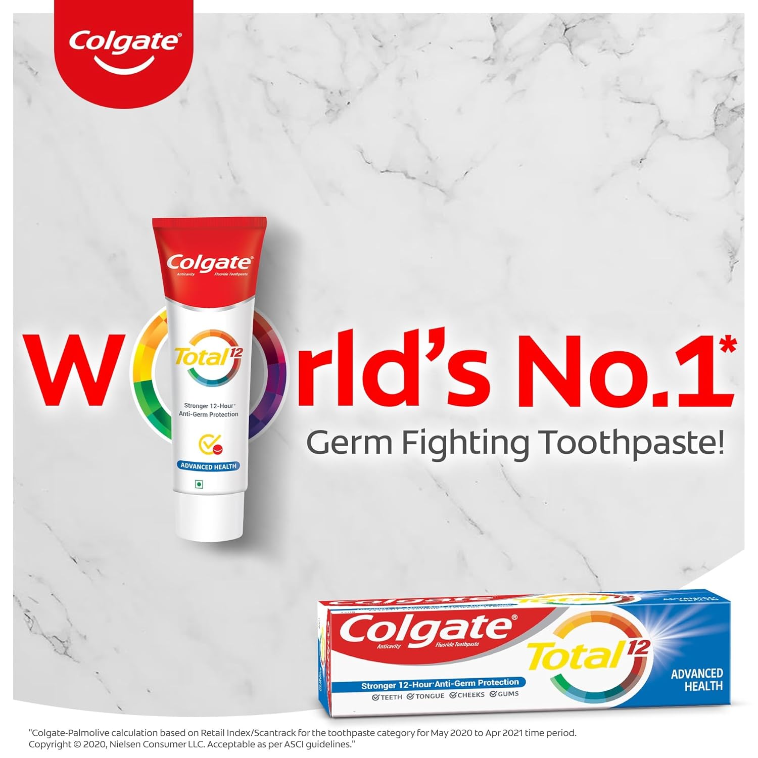 Colgate Total Whole Mouth Health, Antibacterial Cavity Protection Toothpaste, 120gm each, Pack of 2 - Image 8