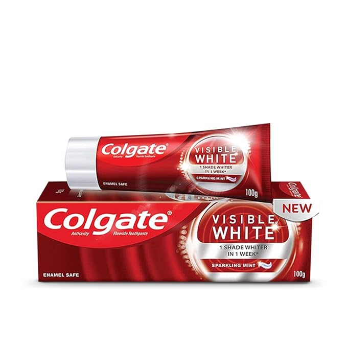 Colgate Visible White, teeth whitening Toothpaste with sparkling mint - 100gm - Image 1