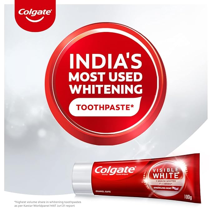 Colgate Visible White, teeth whitening Toothpaste with sparkling mint - 100gm - Image 5