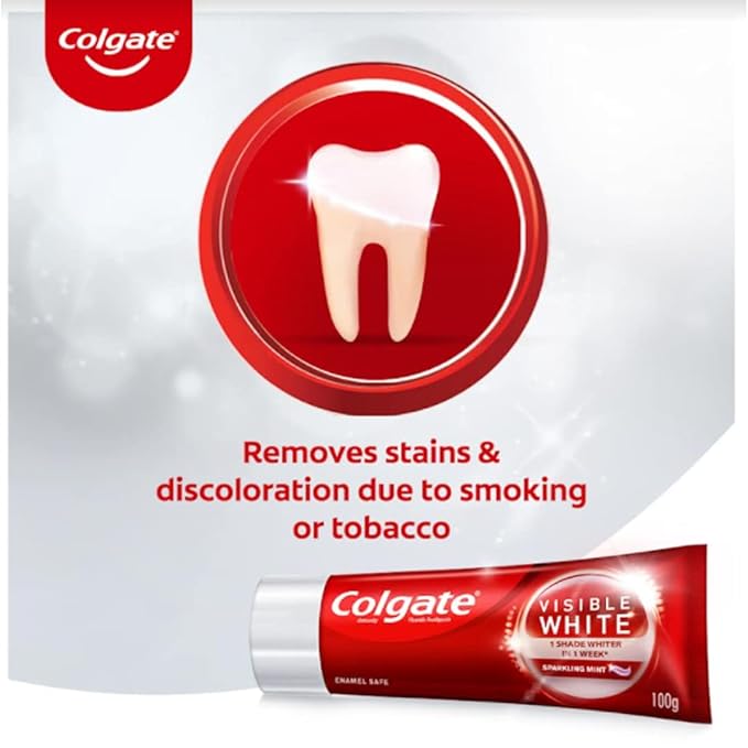Colgate Visible White, teeth whitening Toothpaste with sparkling mint - 100gm - Image 6