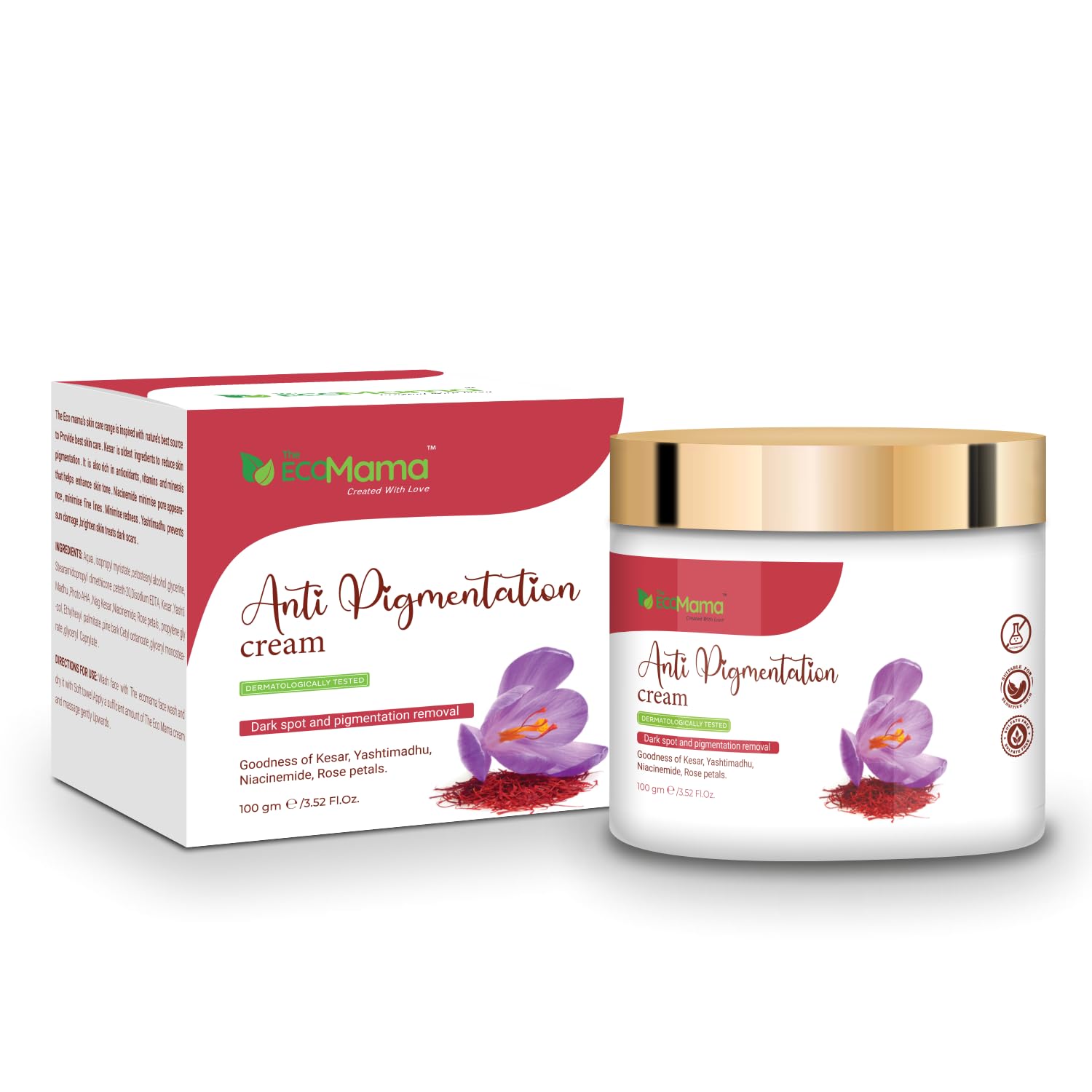 The Eco Mama Anti Pigmentation Cream (100GM)| Prevents skin pigmentation, Skin brightning, Minimises pores & fine lines - Image 1