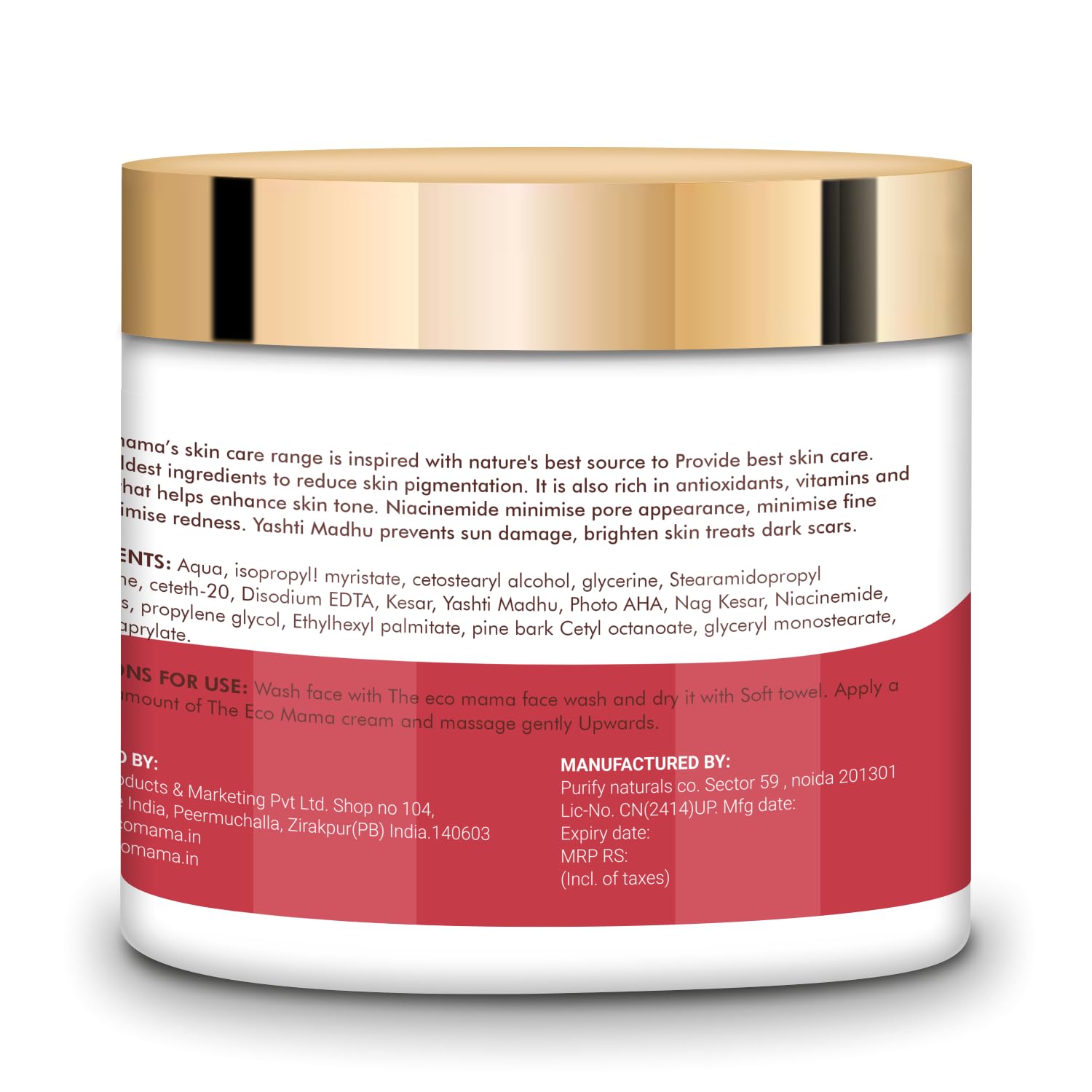The Eco Mama Anti Pigmentation Cream (100GM)| Prevents skin pigmentation, Skin brightning, Minimises pores & fine lines - Image 4
