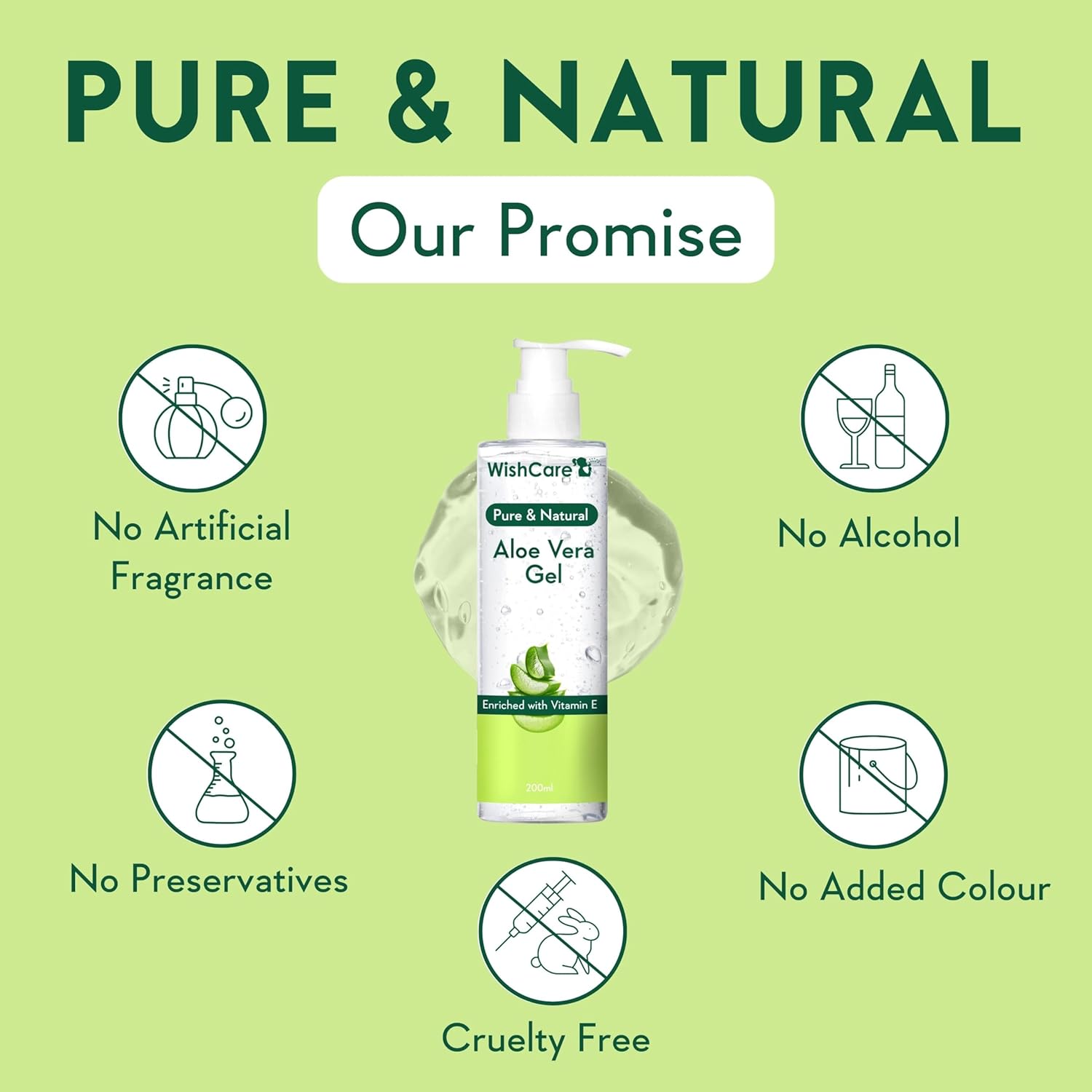 WishCare Pure & Natural Aloe Vera Gel for Skin, Face & Hair  - Image 3