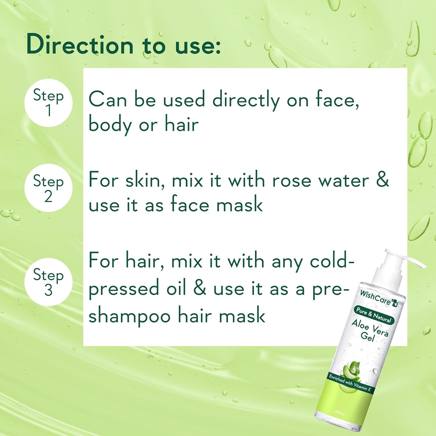 WishCare Pure & Natural Aloe Vera Gel for Skin, Face & Hair  - Image 4