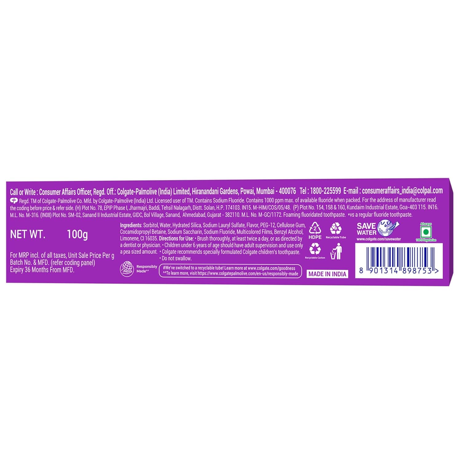 Colgate MaxFresh Rainbow Fresh Gel Toothpaste, 100g - Image 2