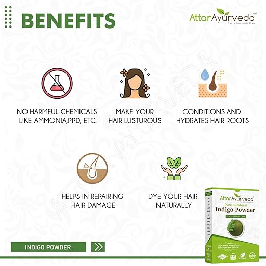 Attar Ayurveda Indigo Powder for black Hair (200 grams) - Image 4