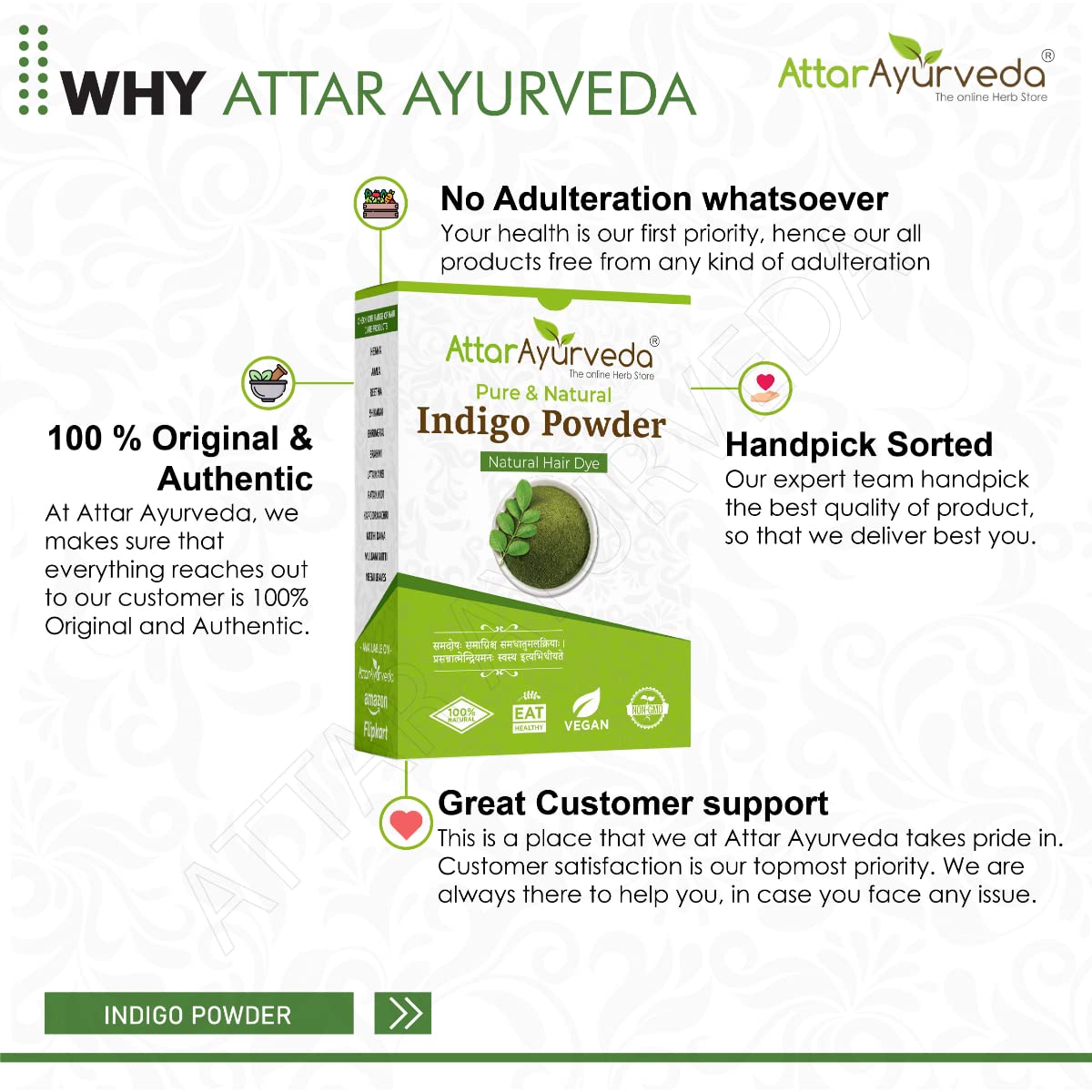 Attar Ayurveda Indigo Powder for black Hair (200 grams) - Image 7