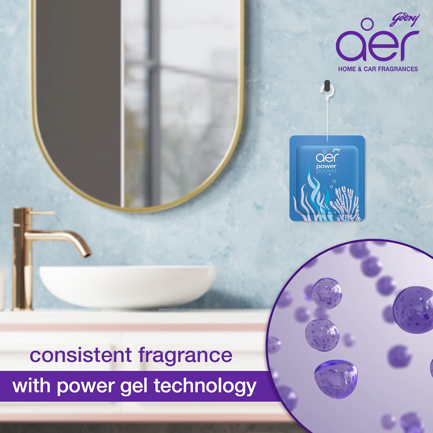 Godrej Aer Power Pocket Bathroom Freshener – Assorted Pack of 5 - 50g - Image 3