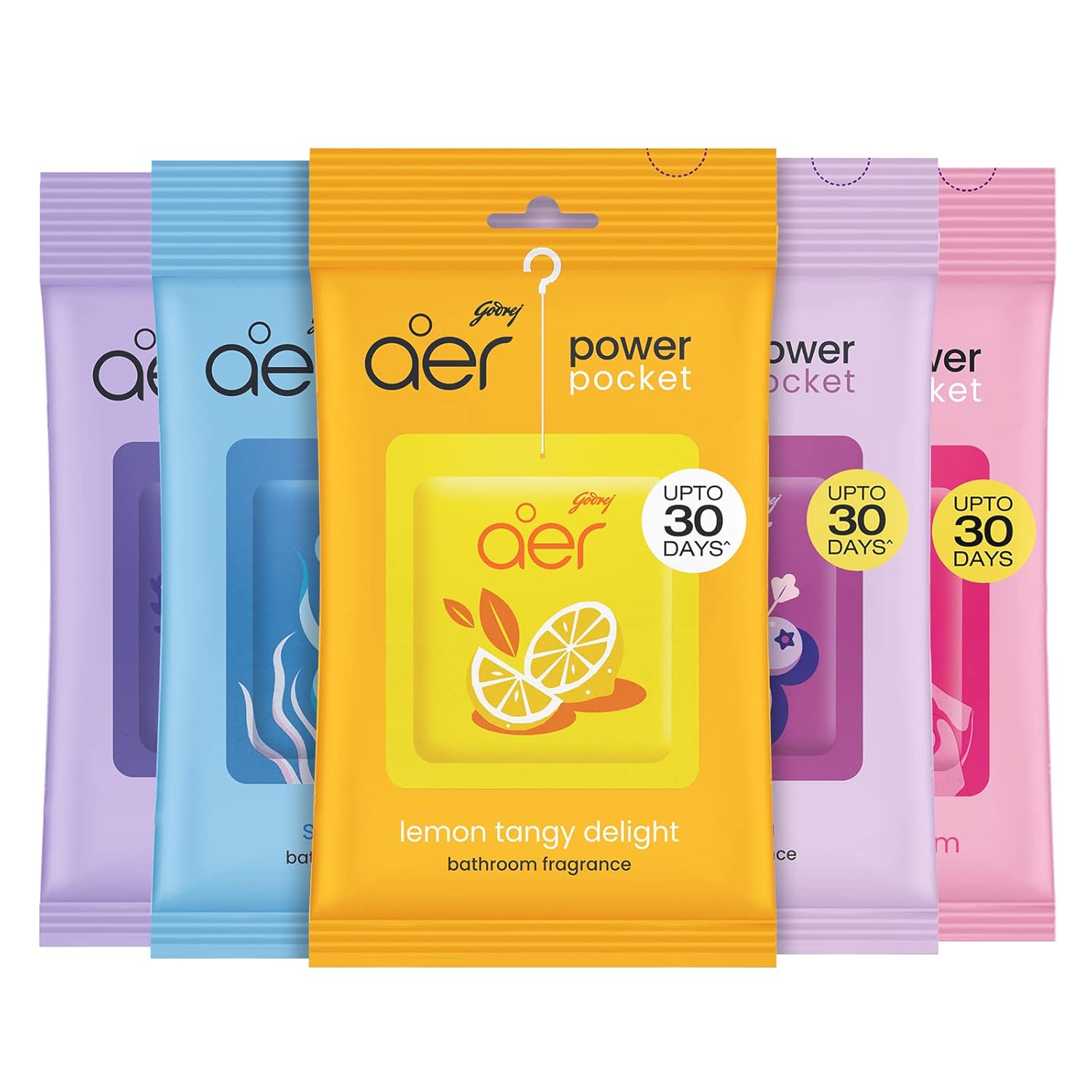 Godrej Aer Power Pocket Bathroom Freshener – Assorted Pack of 5 - 50g - Image 5
