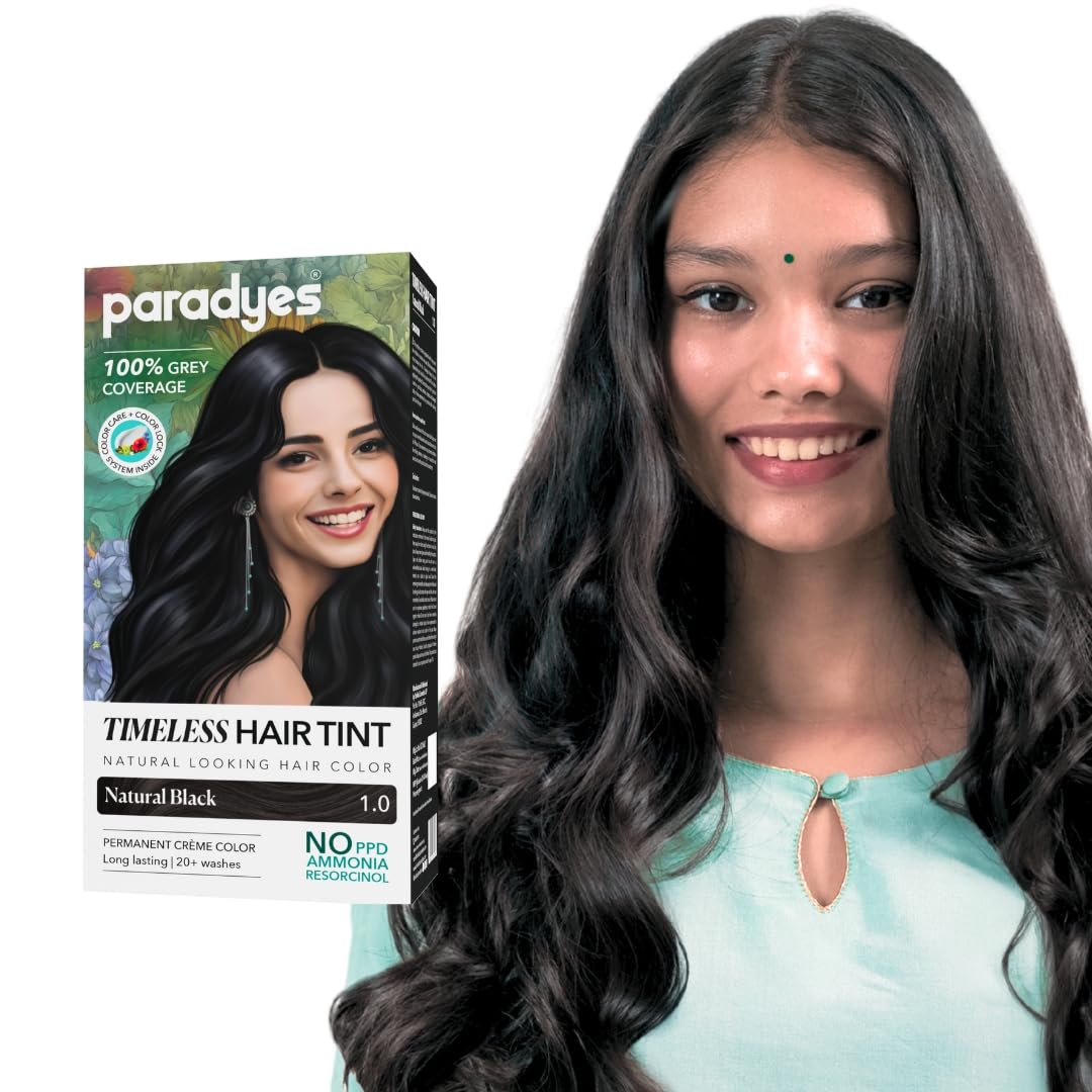 Paradyes Mini Natural Black Timeless Hair Tint, Permanent Crème Hair Color for Hair & Beard - Image 1