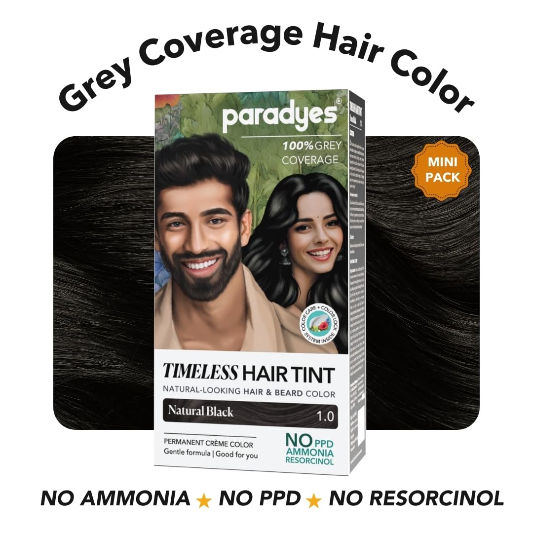 Paradyes Mini Natural Black Timeless Hair Tint, Permanent Crème Hair Color for Hair & Beard - Image 4