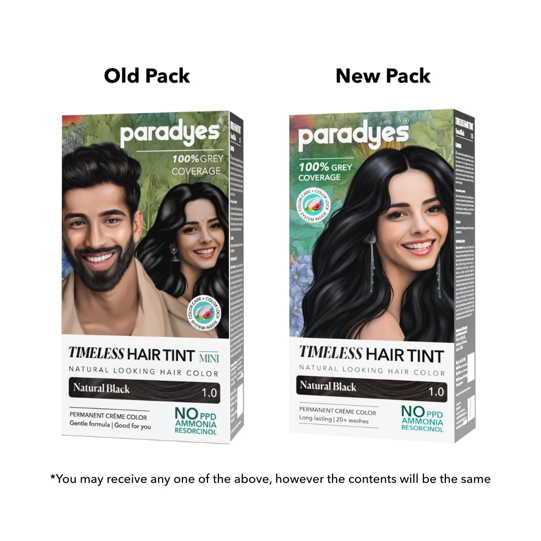 Paradyes Mini Natural Black Timeless Hair Tint, Permanent Crème Hair Color for Hair & Beard - Image 5
