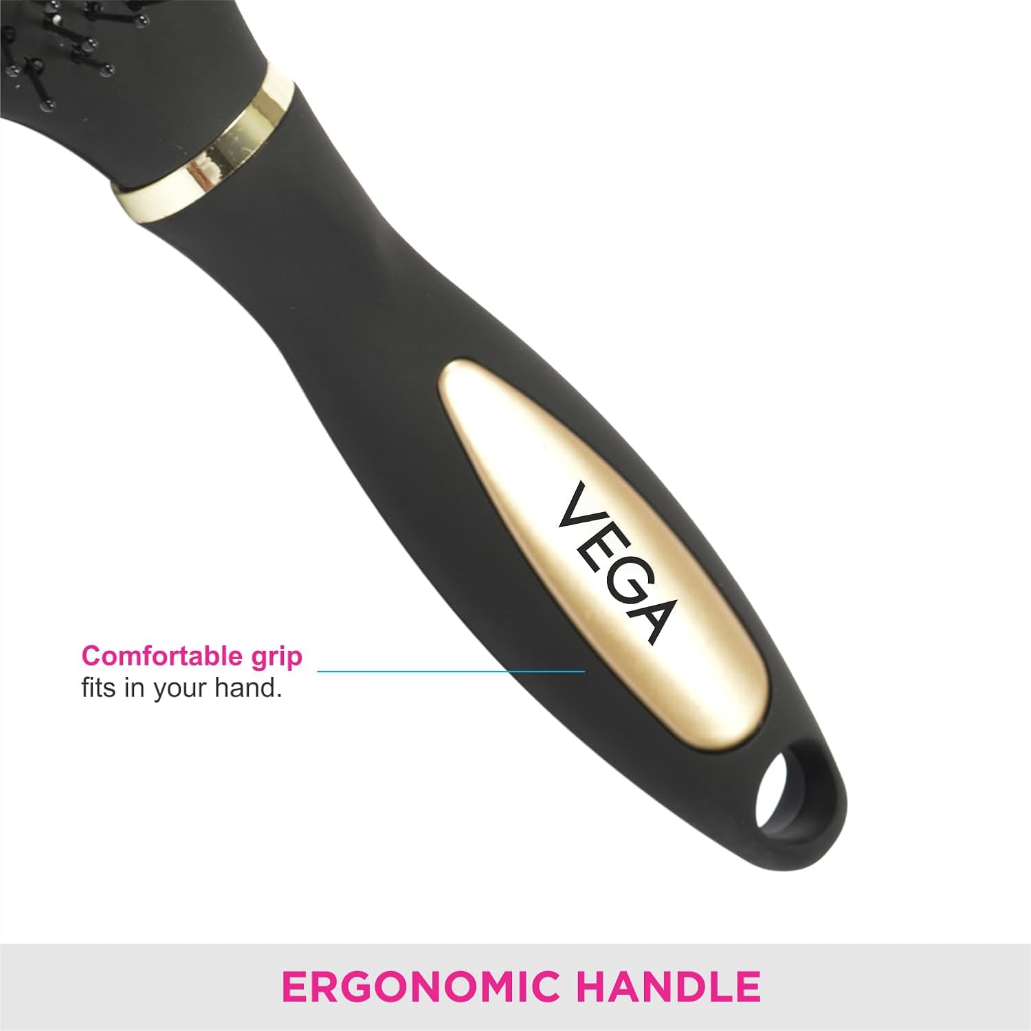 Vega Flat Brush Black and Silver Colored Handle and Black Colored Brush Head - Image 5