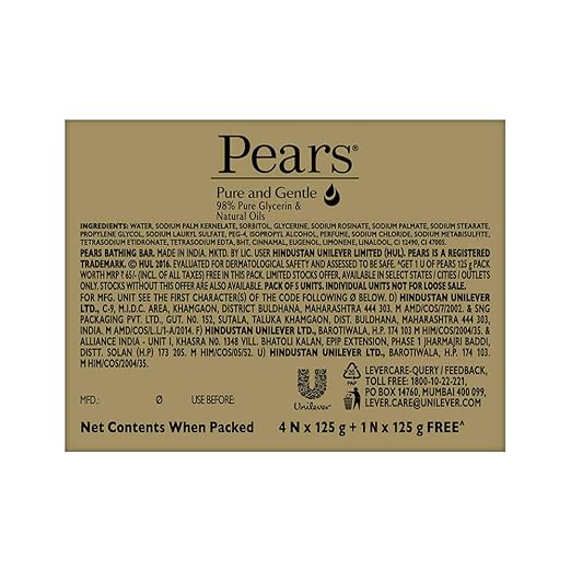 Pears Pure & Gentle Soap Bar (Buy 4 get 1 free) - With Glycerin for Soft - Image 2