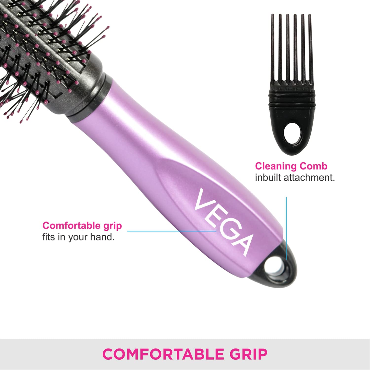 VEGA Round Brush With Cleaner, black - Image 5