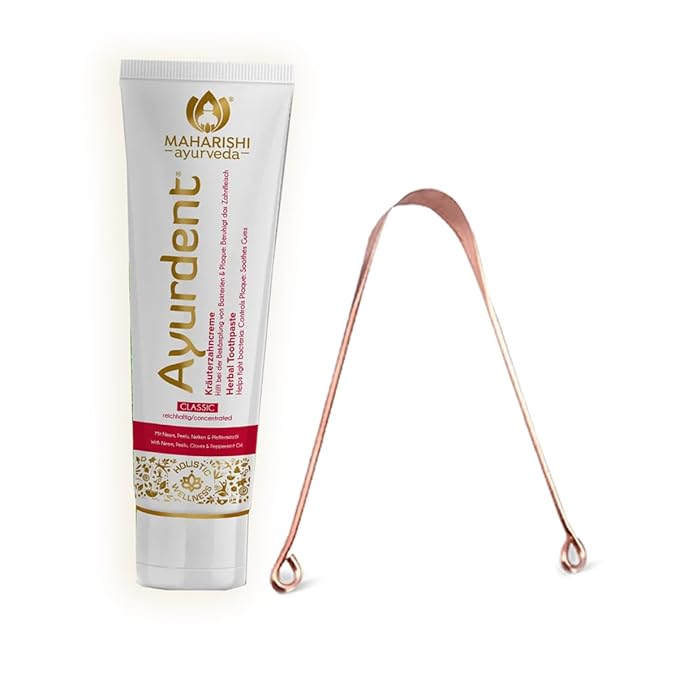 Maharishi Ayurveda Ayurdent Classic Toothpaste & Copper Tongue Cleaner Combo  - Image 2