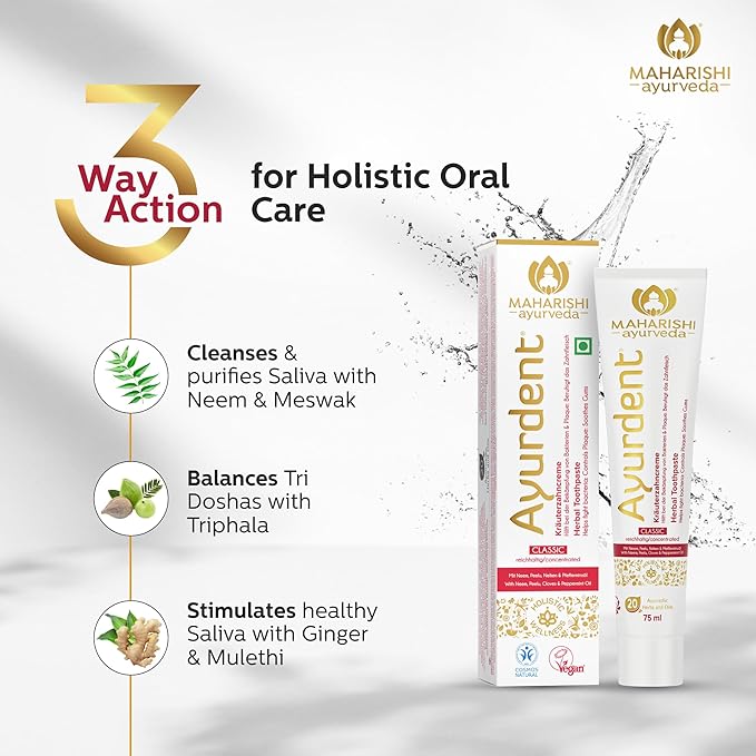 Maharishi Ayurveda Ayurdent Classic Toothpaste & Copper Tongue Cleaner Combo  - Image 3