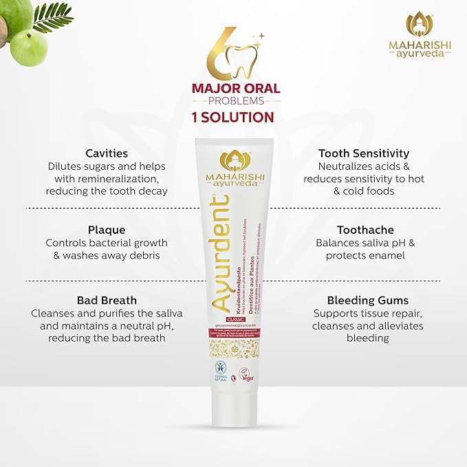 Maharishi Ayurveda Ayurdent Classic Toothpaste & Copper Tongue Cleaner Combo  - Image 4