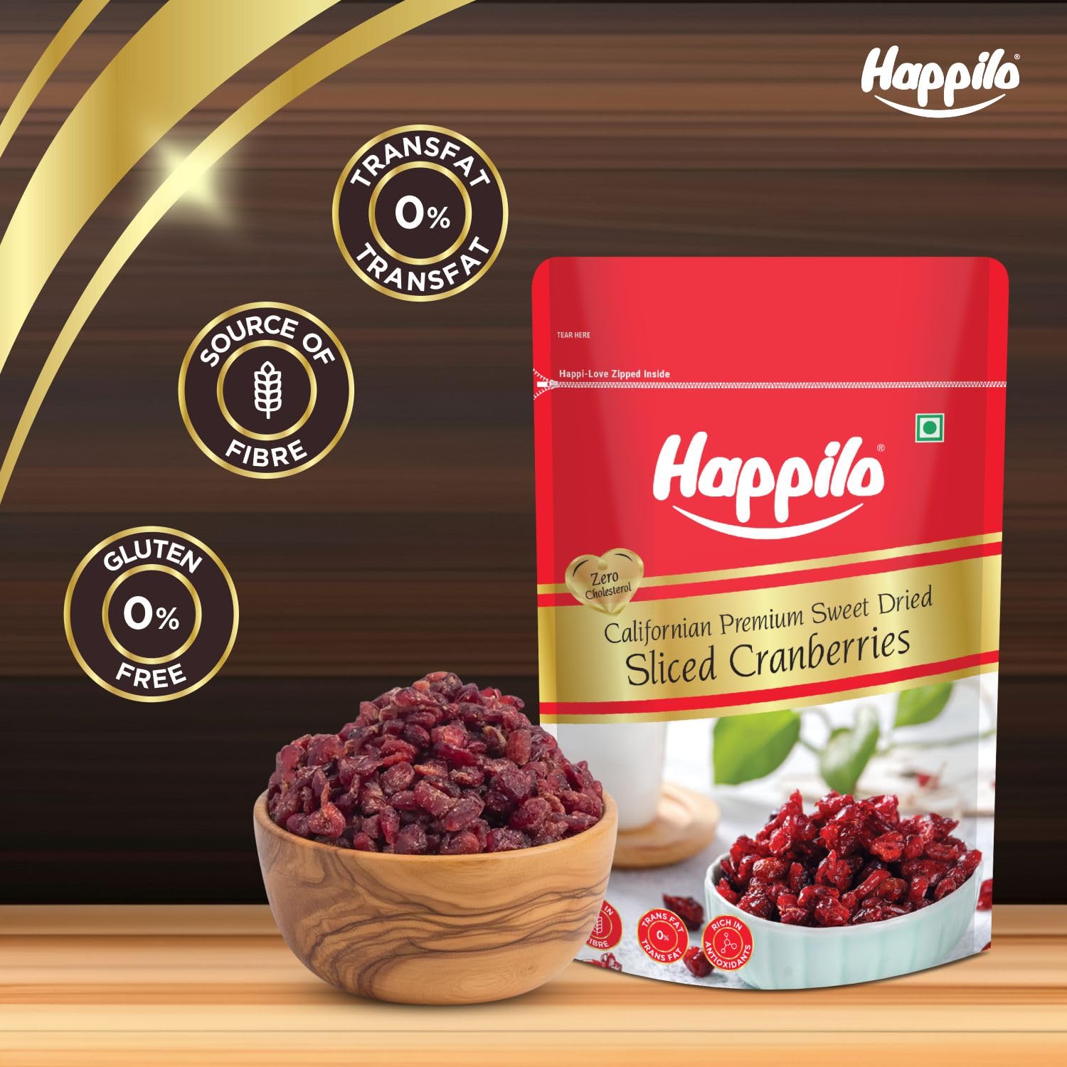 Happilo Premium Californian Dried and Sweet Sliced Cranberries 200g  - Image 3