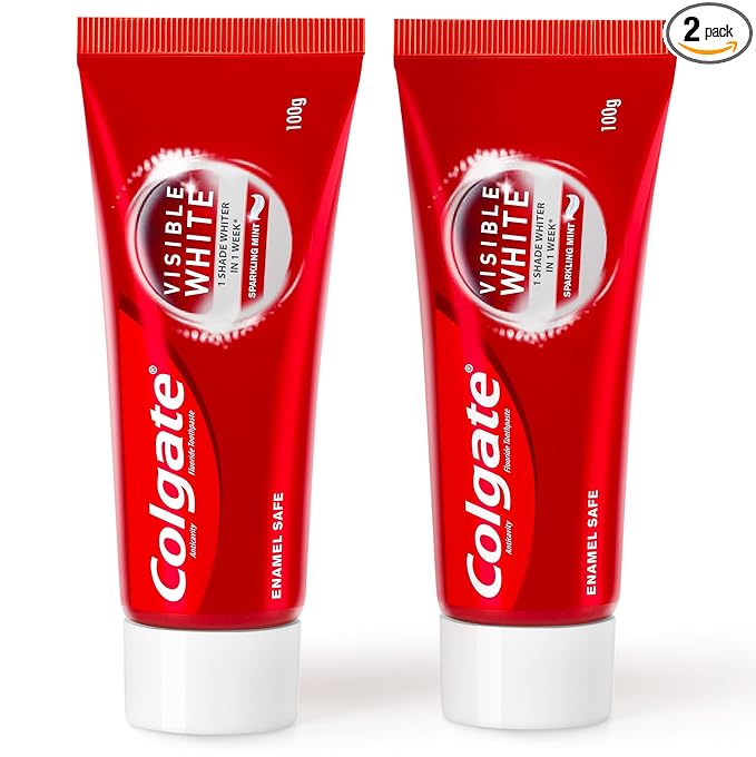 Colgate Visible White, teeth whitening Toothpaste with sparkling mint - 200gm - Image 1